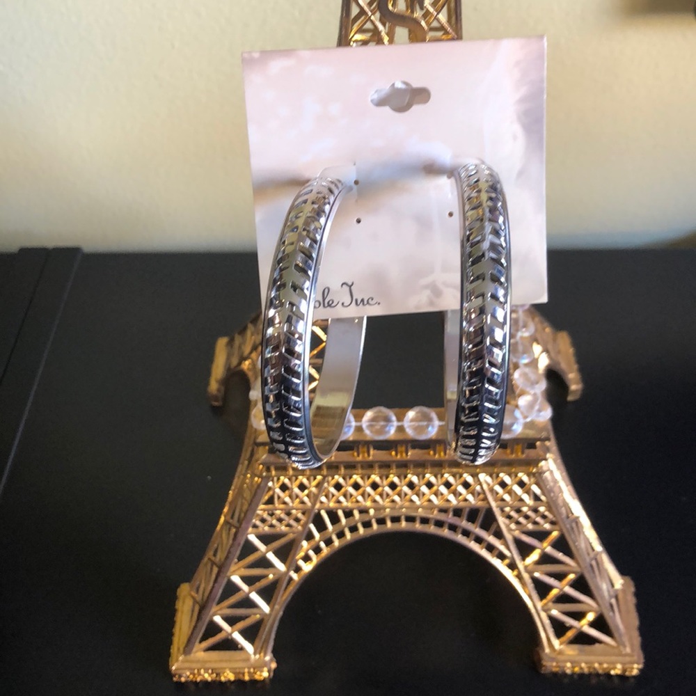 Elegant Silver Tone Statement Hoop Earrings